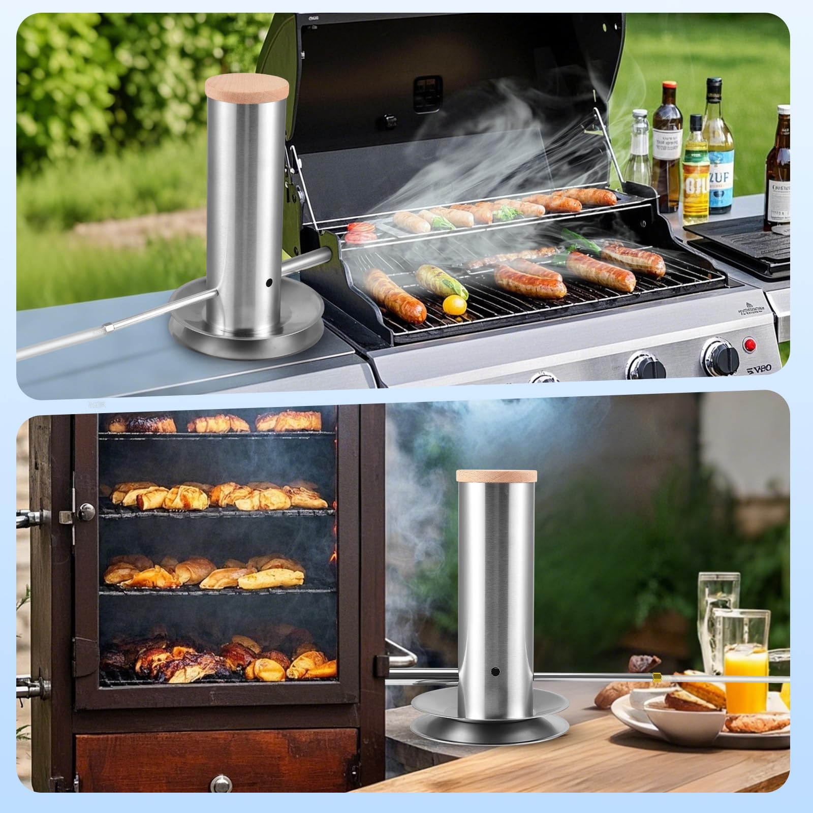 Kaltrauchgenerator aus Edelstahl mit Elektropumpe,Verstellbarer Rauchgenerator für Räucherofen, Kalträuchern & Heißräuchern, Sicher & Tragbar,Raucherzeugerzum Kalträuchern von Fisch, Fleisch, Käse