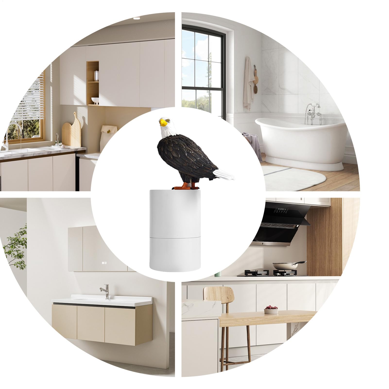 Bald Eagle Touchless - Dispenser di sapone intelligente, dispenser di schiuma con sensore, per cucina, bagno, dormitorio, hotel, ristorante, appartamento, igienico, senza tocco, facile azione