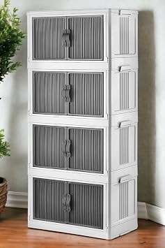 Arsimo Multi-Purpose Disassembled Kitchen Living Room Bathroom Kitchen Organizer Cabinet with Stackable Cover (White)