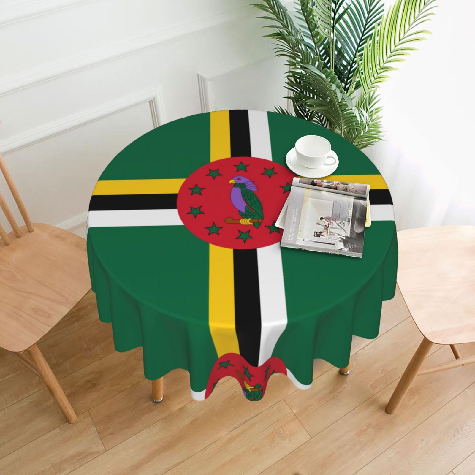 HLBSDM Flag of the Commonwealth of Dominica Printed Practical Round Tablecloth, Durable, Suitable for Home, Restaurant, Hotel, Gathering, and Decorative Table Covers