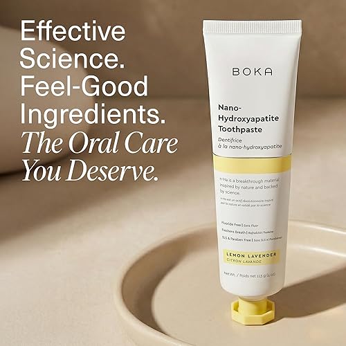 Miniatura 6 de Boka Pasta de dientes sin flúor, pasta de dientes nano hidroxiapatita, adecuada para dientes sensibles, para adultos y niños, sabor a lavanda limón