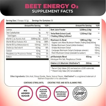 Nutrology Beet Energy O2 Pre Workout Beet Juice Powder - Boost Energy, Endurance & Nitric Oxide with Beet Powder Yerba Mate Adaptogens & Electrolytes - Passion Fruit Flavor, 30 Servings