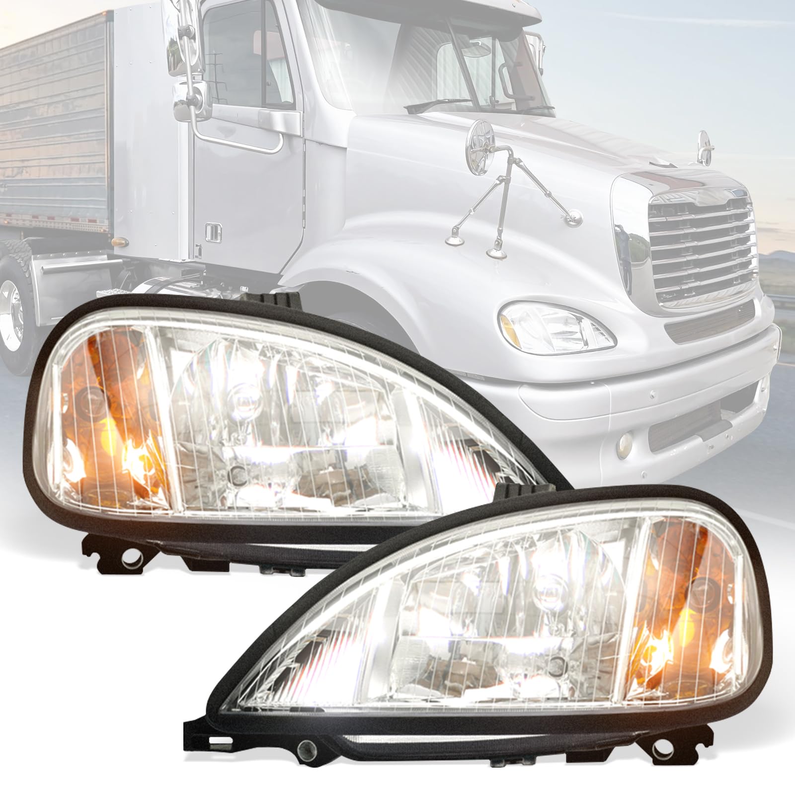 P SEPEYHeadlights Fits for Freightliner Columbia 2004-2017, Pair Headlamp Replacement Truck Driver and Passenger Side