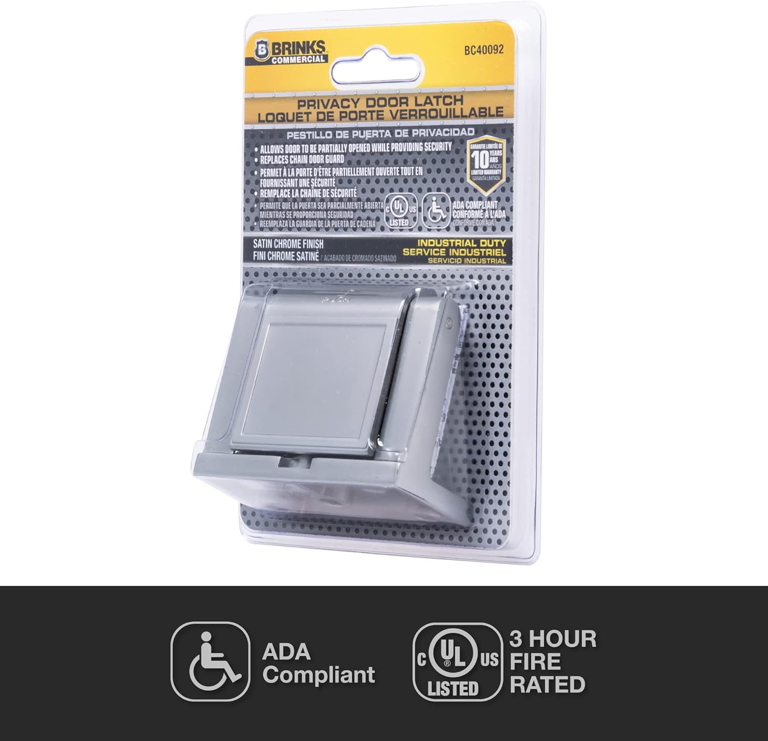 BRINKS Commercial - Privacy Door Latch, Satin Chrome Finish - Durable Die-Cast Construction for Enhanced in-Room Privacy