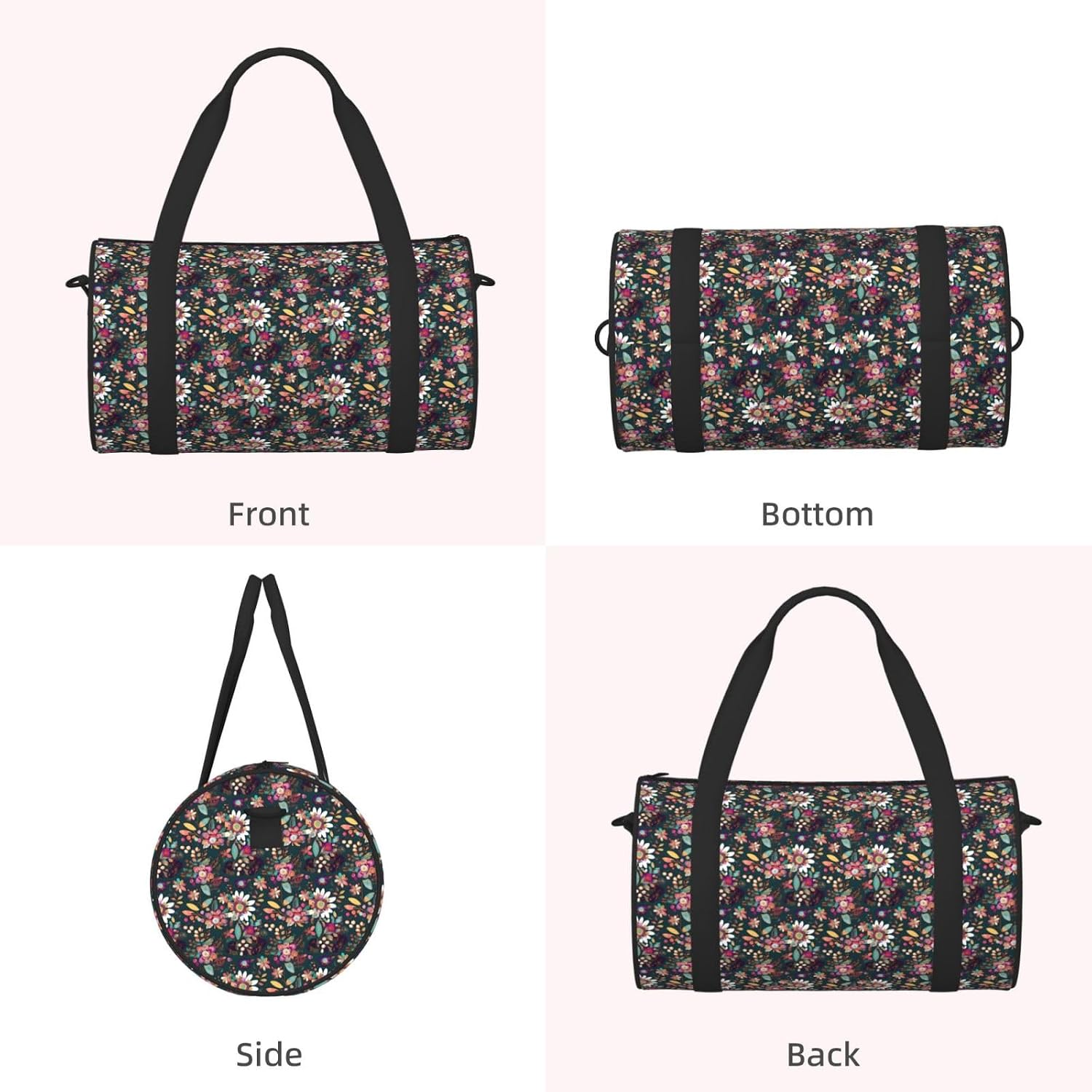Colorful Boho Floral Print Sports Tote Bag Lightweight Water-Resistant Gym Backpack Travel Supplies