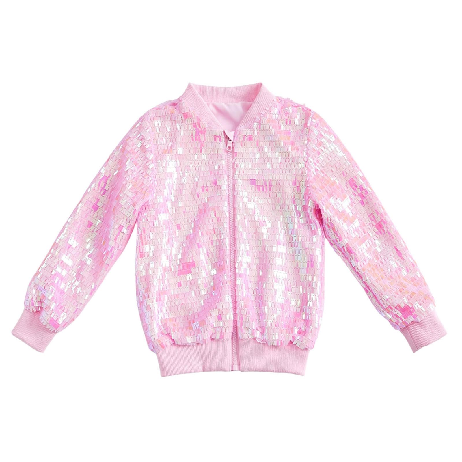 Genérico Chaqueta Deportiva NiñA - Chaquetas De Lentejuelas para NiñAs Chaqueta De Manga Larga con Cremallera De Color SóLido para NiñOs Ropa De Moda Brillante NavideñA Abrigos Mexicanos