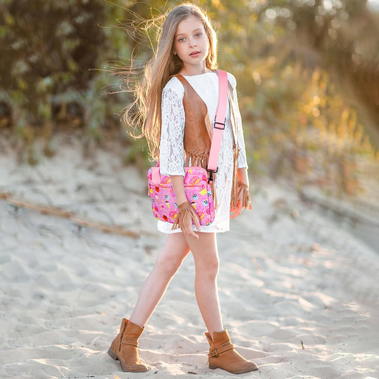 Kids Tablet Bag for Girls, Kids Tablet Carrying Case for Fire HD 10, HD 8, Fire 7 Sleeve Bag Kid Kindle Bag, iPad Bag for Kid, Candy Pink - Image 2