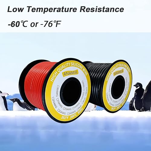 Vista 11 de ANAMIA Alambre de silicona de calibre 12 de 50 pies, color azul, flexible 12 AWG, cable de batería de cobre estañado trenzado, alta temperatura