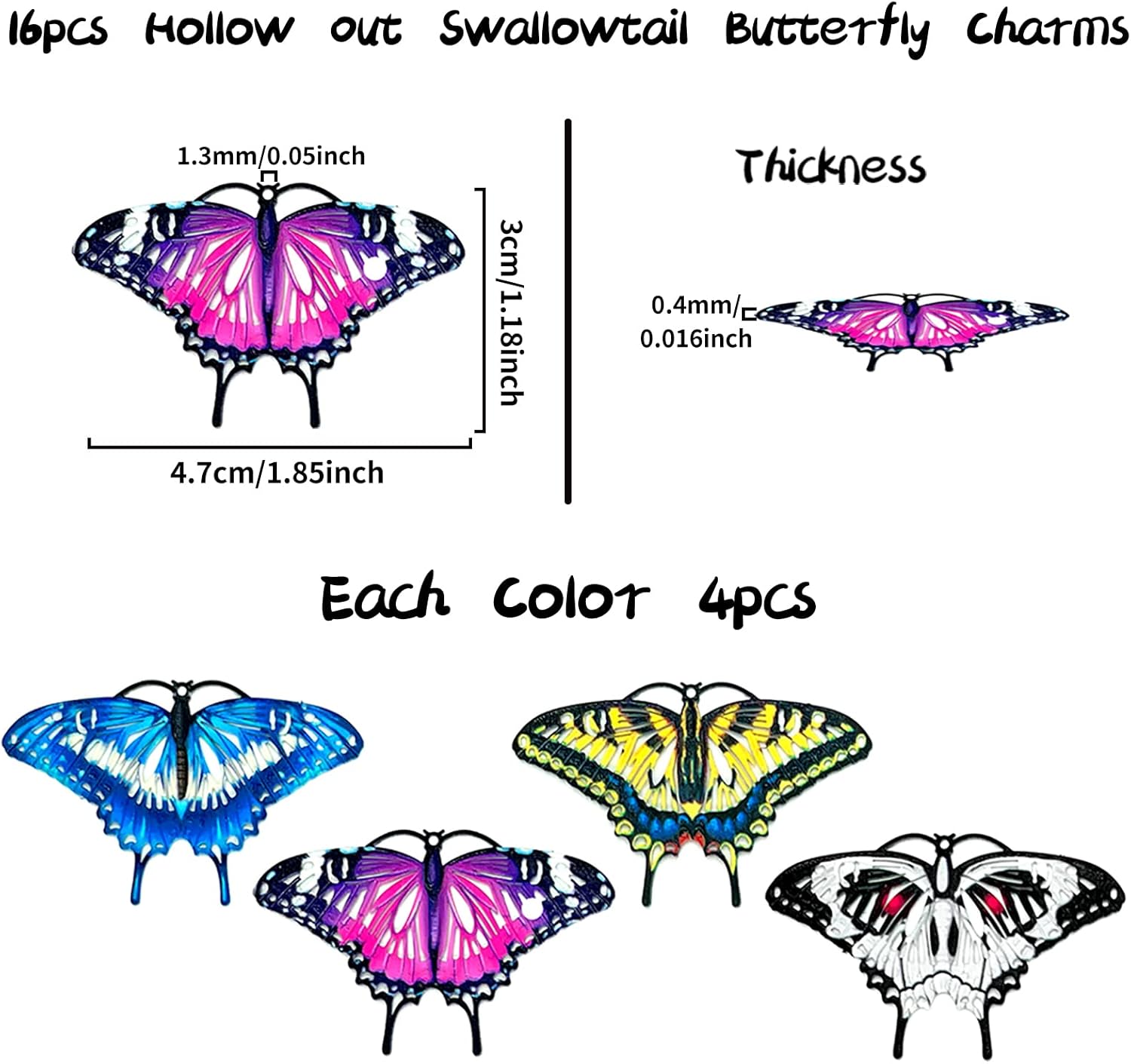 Hollow Butterfly Charms Multicolor Filigree Butterfly Pendants for DIY Jewelry Making Hanging Decorations Bookmarks Scrapbook Adornments Packaging Decorations - Image 2