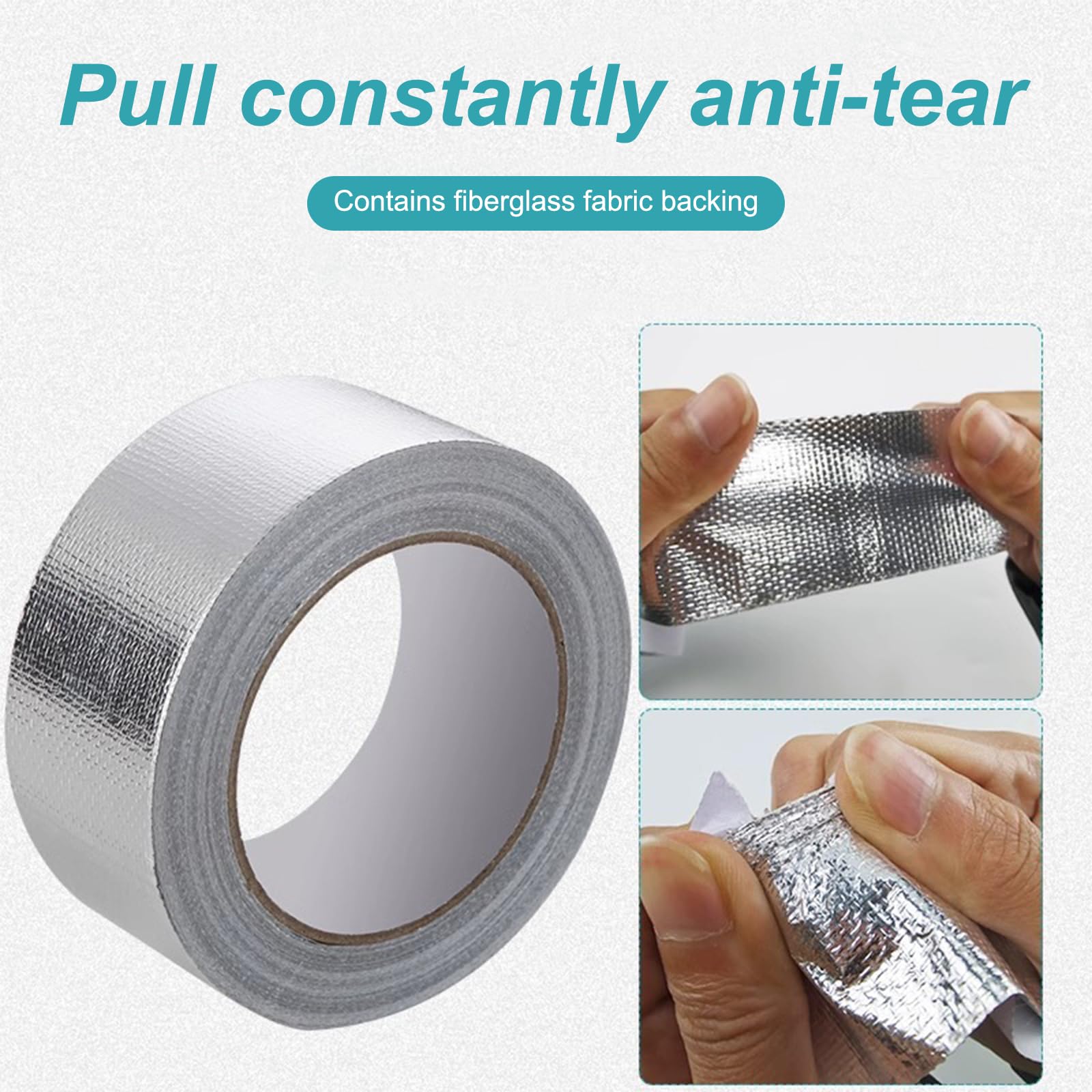 Nastro Adesivo Alluminio Con Rete Fibra Di Vetro TUKA - 50mm X 50m - Per Riparazioni E Isolamento - Foto 4