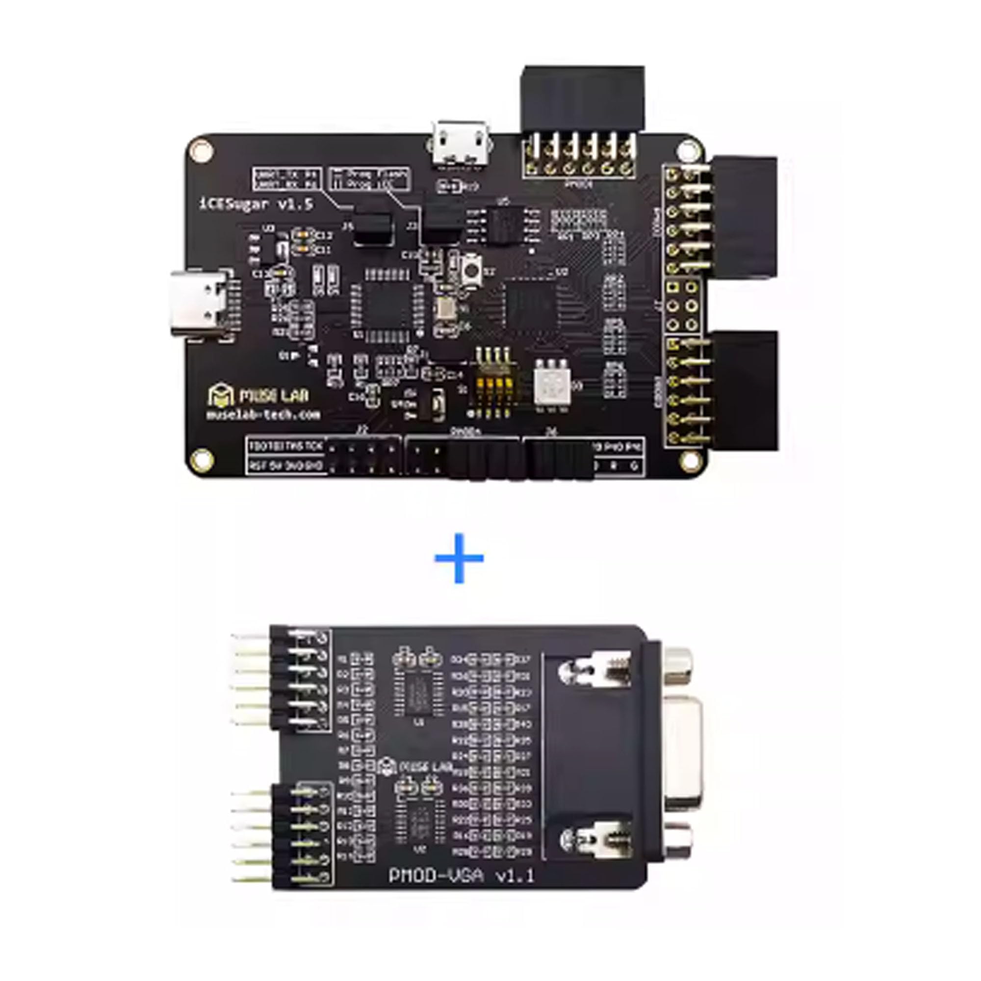iCESugar FPGA Einsteiger-Komplettset mit 8 PMOD-Modulen inkl. Displays | Komplettset mit 8 PMOD-Modulen (LED, Tasten, SD, VGA, LCD/TFT etc.) – Keine zusätzlichen Teile nötig
