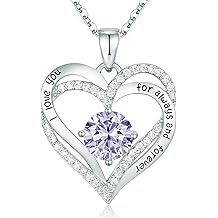 CDE Valentine's Day Gift Forever Love Heart Necklaces for Women, Wedding Anniversary, Birthday Mothers Christmas Day Gifts for Mom, Mother, Wife, S925 Silver Jewelry with Birthstone Pendant