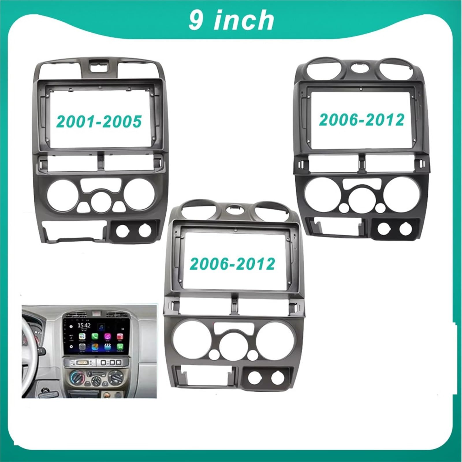 Montaje Autoradio Marco Compatible con Isuzu D-MAX MU-7. Compatible Chevrolet Colorado 2005-2011. Kit de Montaje Marco Radio Coche 9 Pulgadas, 2 DIN