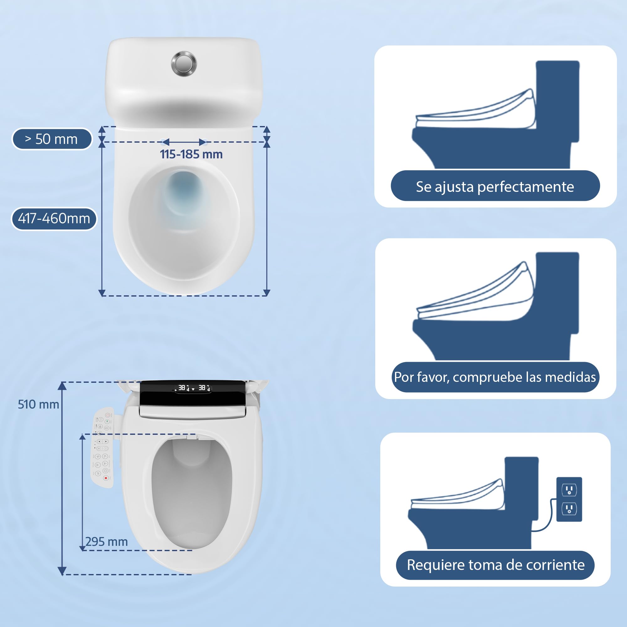 Marca Francesa : Asiento Inodoro Inteligente japones con chorro de agua caliente, Tapa WC Japonesa Calefactable, Baño japonés, Tapa de Vater japonés, Bidet electrico, Confort y Elegancia