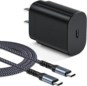 USB C Wall Charger with 10ft Braided USB C Cable, Excgood Super Fast Charger Type C Charging Block Compatible for Galaxy S25 S23 S24 Ultra S22 S21 FE, A16/17/54/26/36, Z Fold Flip 7 (Black)
