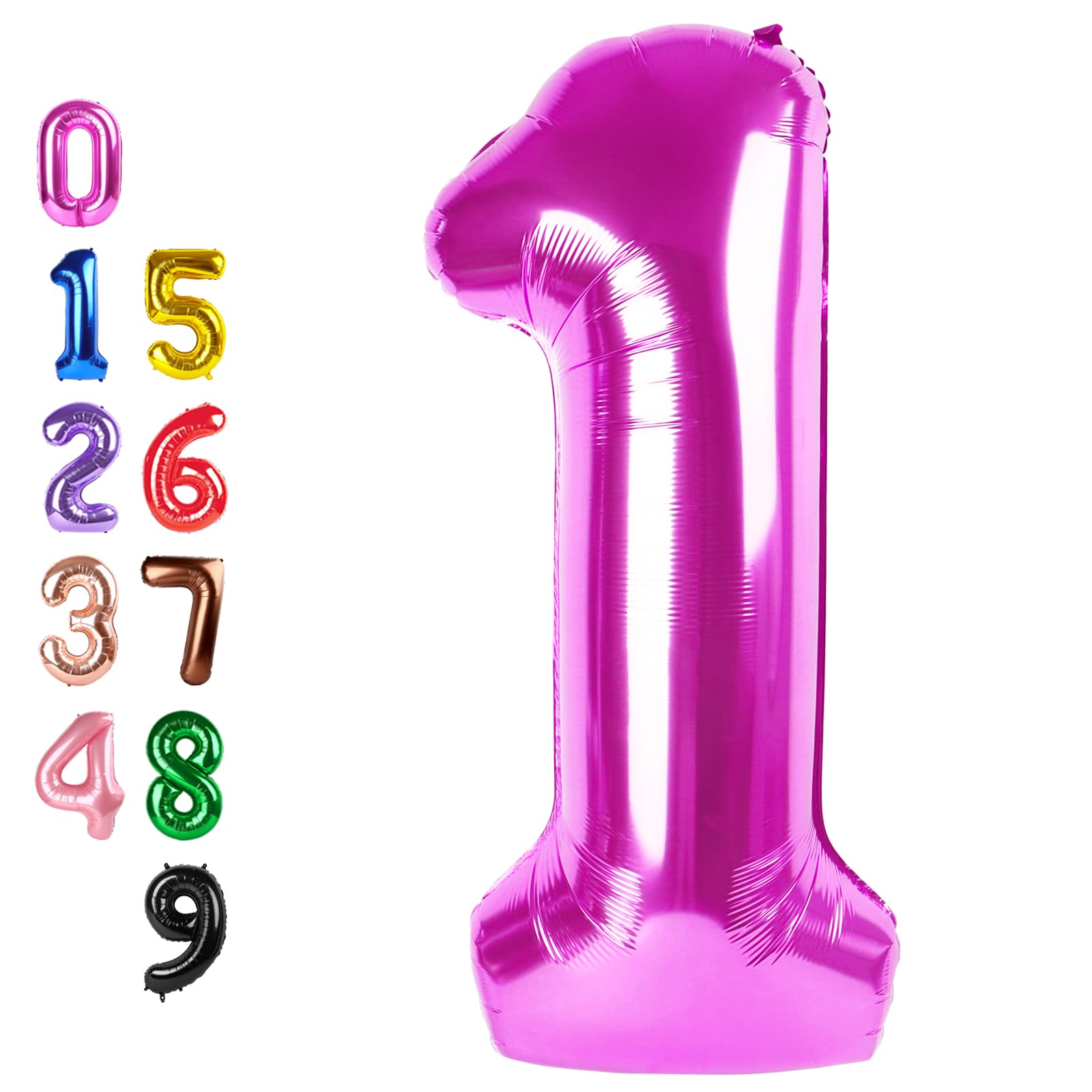 Number Balloons 1 Balloon Hot Pink for 1st Birthday Party Decoration, 40 in
