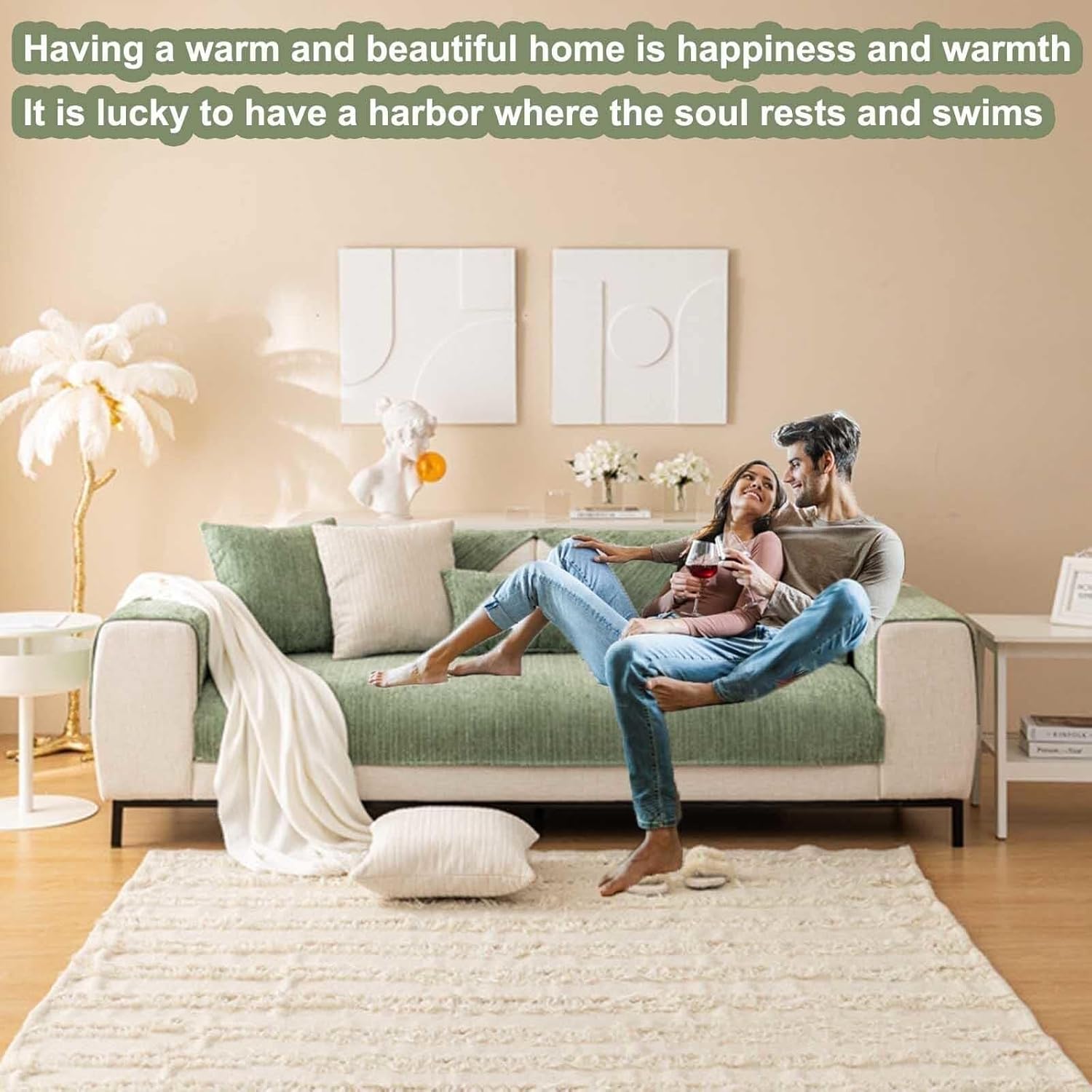 Konsilsa Velvet L-Shaped Sofa Slipcover,Thick Anti-Slip Reversible Sectional Couch Cover, 1/2/3/4 Seater - Corner Protector for Living Room(E,Pillowcase(30x50cm))