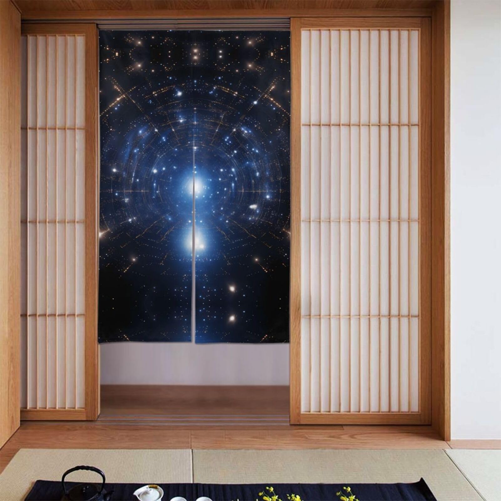 Cortina para colgar entre habitaciones HYTTER, paneles de cielo estrellado de 86 x 142 cm