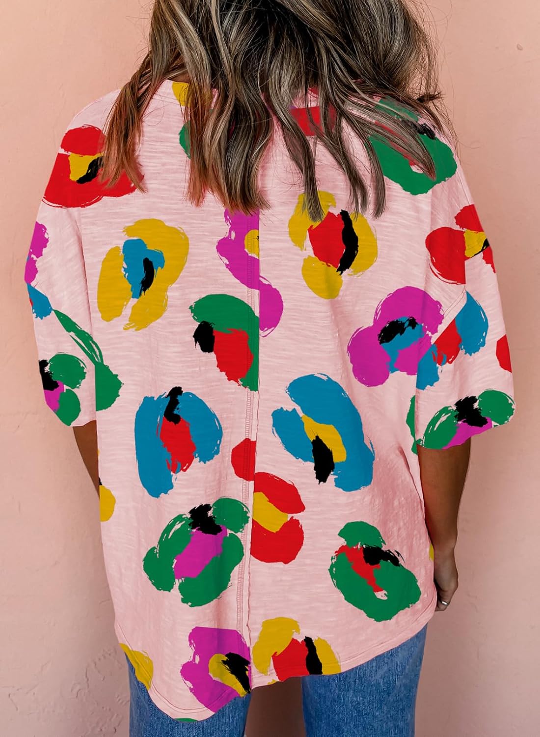Astylish Women 2026 Abstract Print Boho Blouses Loose Fit Tops image 5
