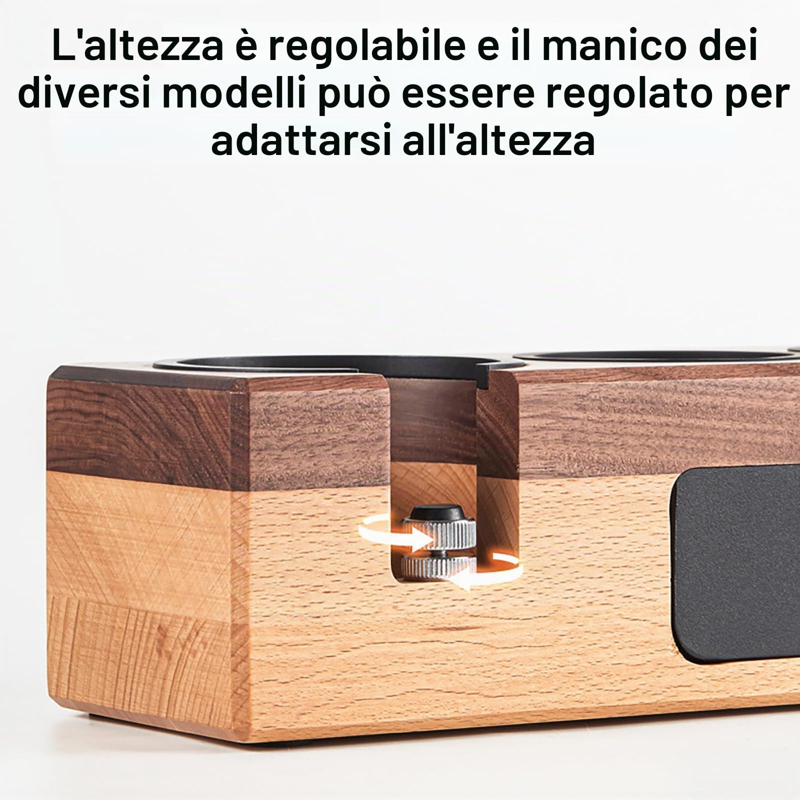Joyeee Stazione di pressatura per espresso, 58 mm, 54 mm, 51 mm, in legno, accessorio per macchina da espresso, strumenti da barista, regolabile (accessori non inclusi)