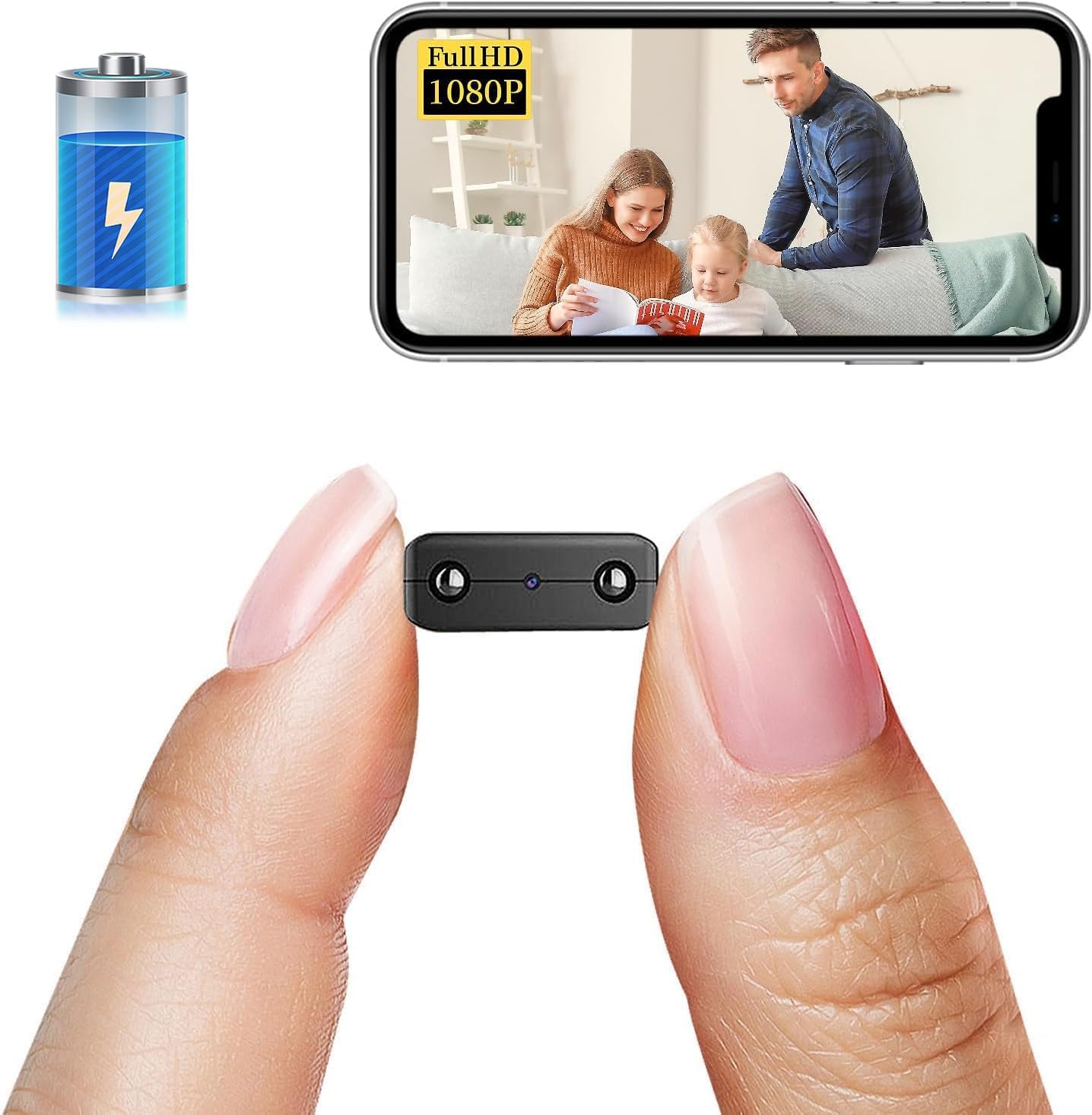Smallest Wireless WiFi Battery Camera,HD1080P Portable Camera with Video Recording Live Feed,Baby Monitor,Nanny Cam,with Night Vision,Motion Detection, Cloud Storage, Remote Viewing for iOS Android