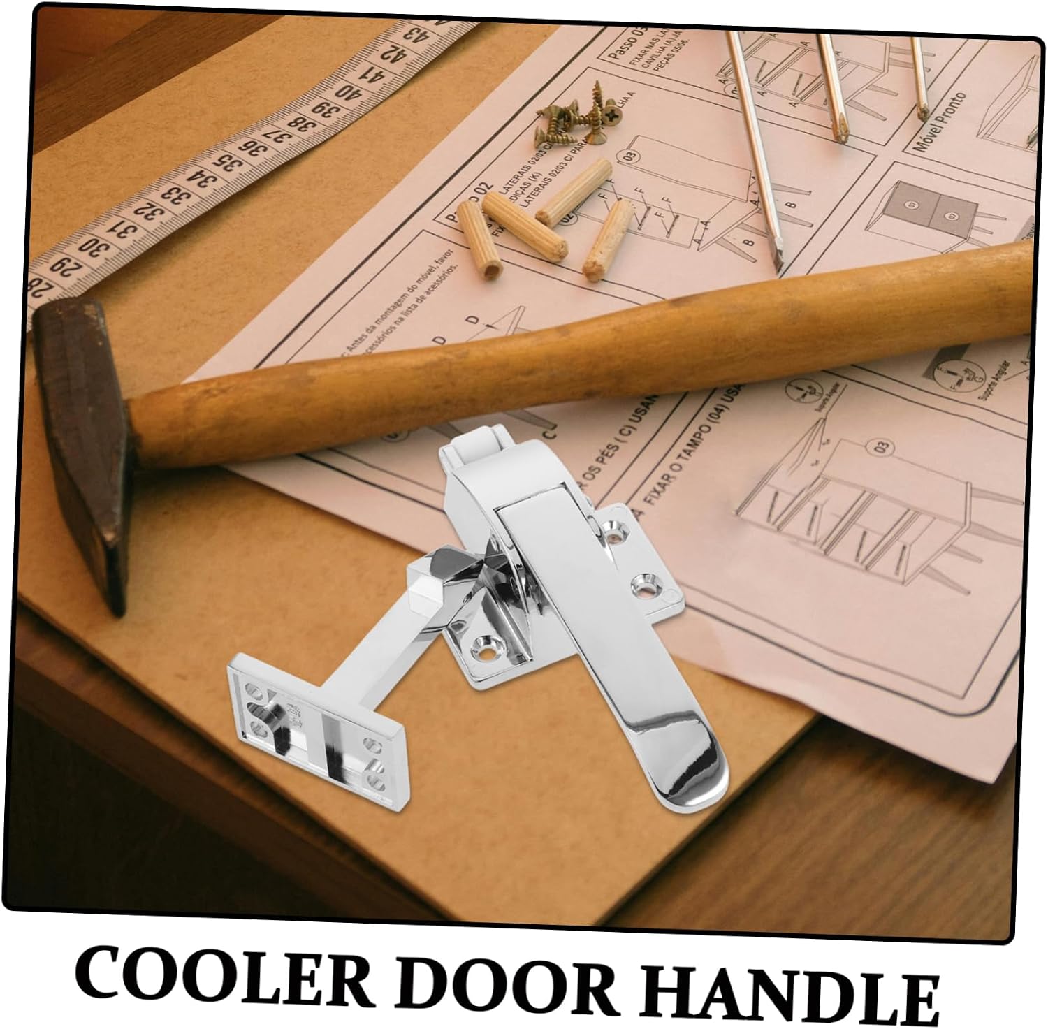 Sosoport 1 Set Cooler Door Handle Latch Kit Replacement for Refrigerator Freezer Doors Aesthetic Minimalist Design Easy Installation for Home and Commercial Use