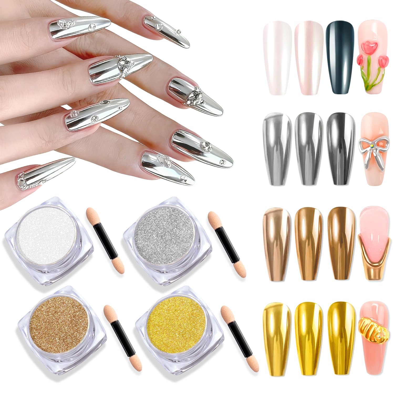 Pearl White Silver Light Gold Gold