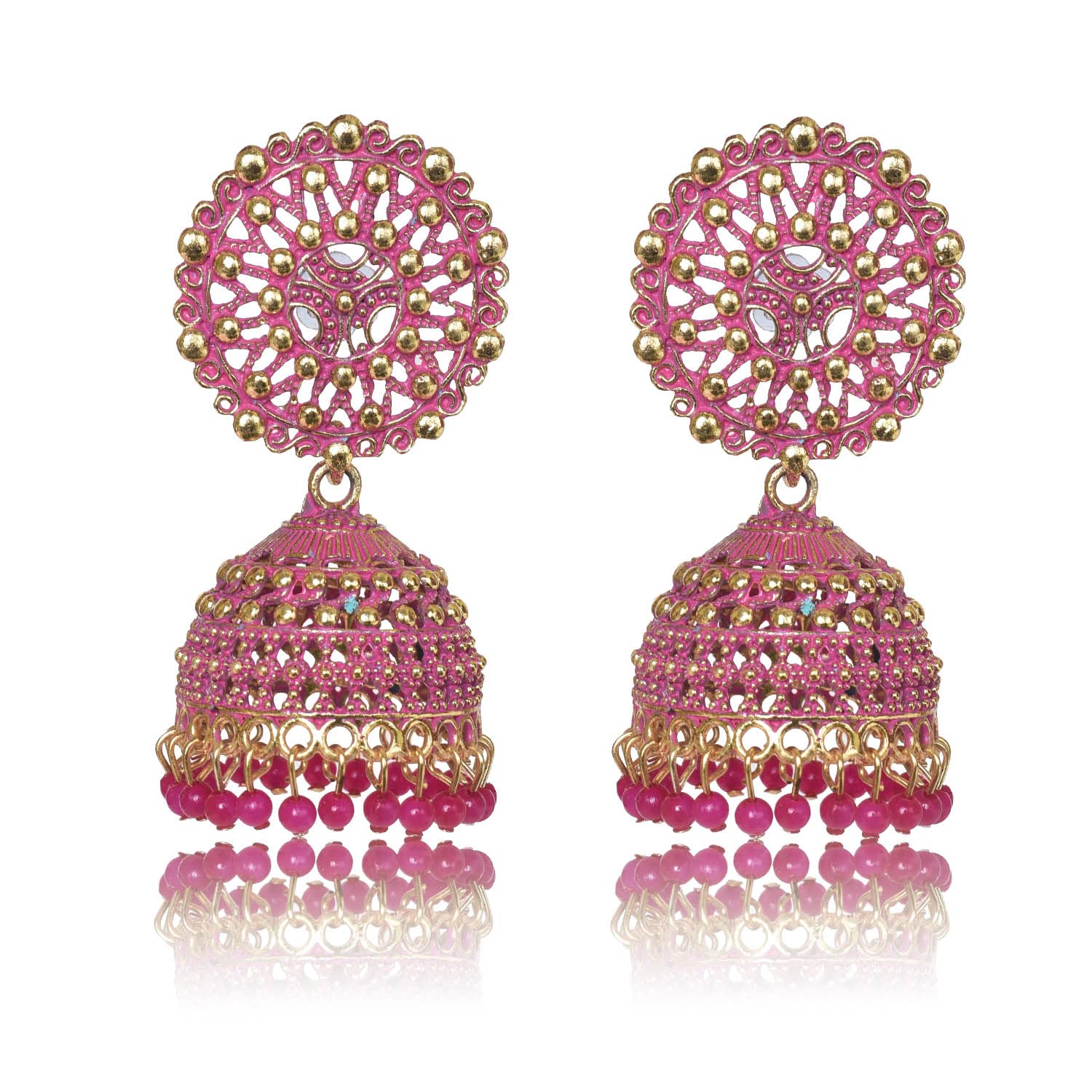 Nilu’s Collection Ethnic Oxidised Jhumka for Women and Girls Wedding, Party Festival Wear Alloy Jhumki Earring (Red, Blue, Pink, Copper)