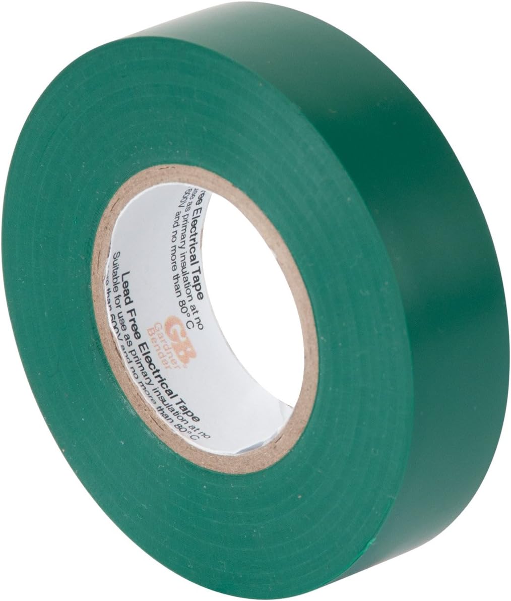 Gardner Bender GTG-667P Electrical Tape, ¾ in x 66 ft, Durable, Easy-Wrap, Flame Retardant, Green