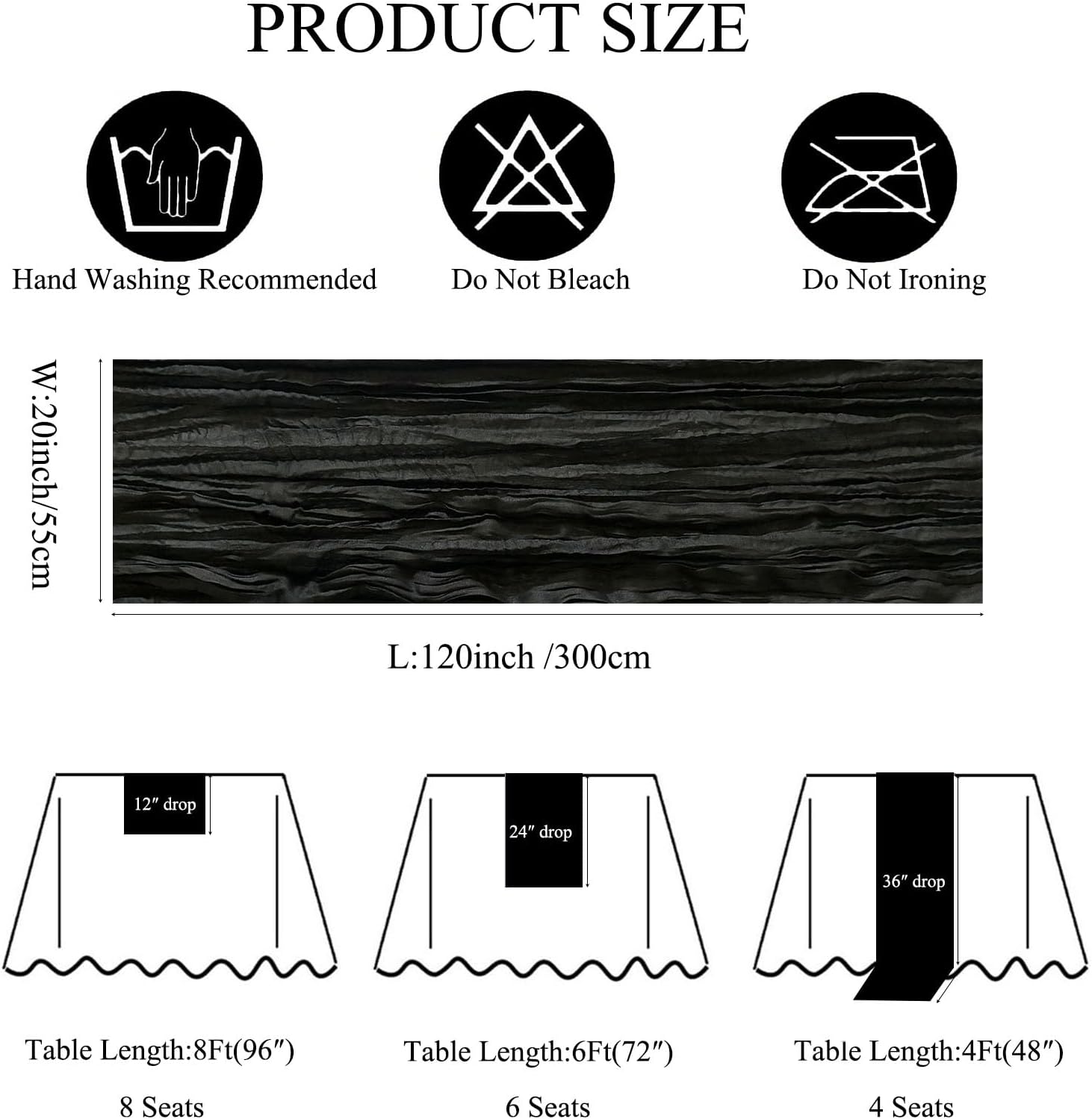 20Pack Black Cheesecloth Table Runner 10Ft Gauze Table Runner Black Cheese Cloth Table Runners Long Sheer Fabric Tablerunners for Wedding Party Bridal Shower Thanksgiving Christmas