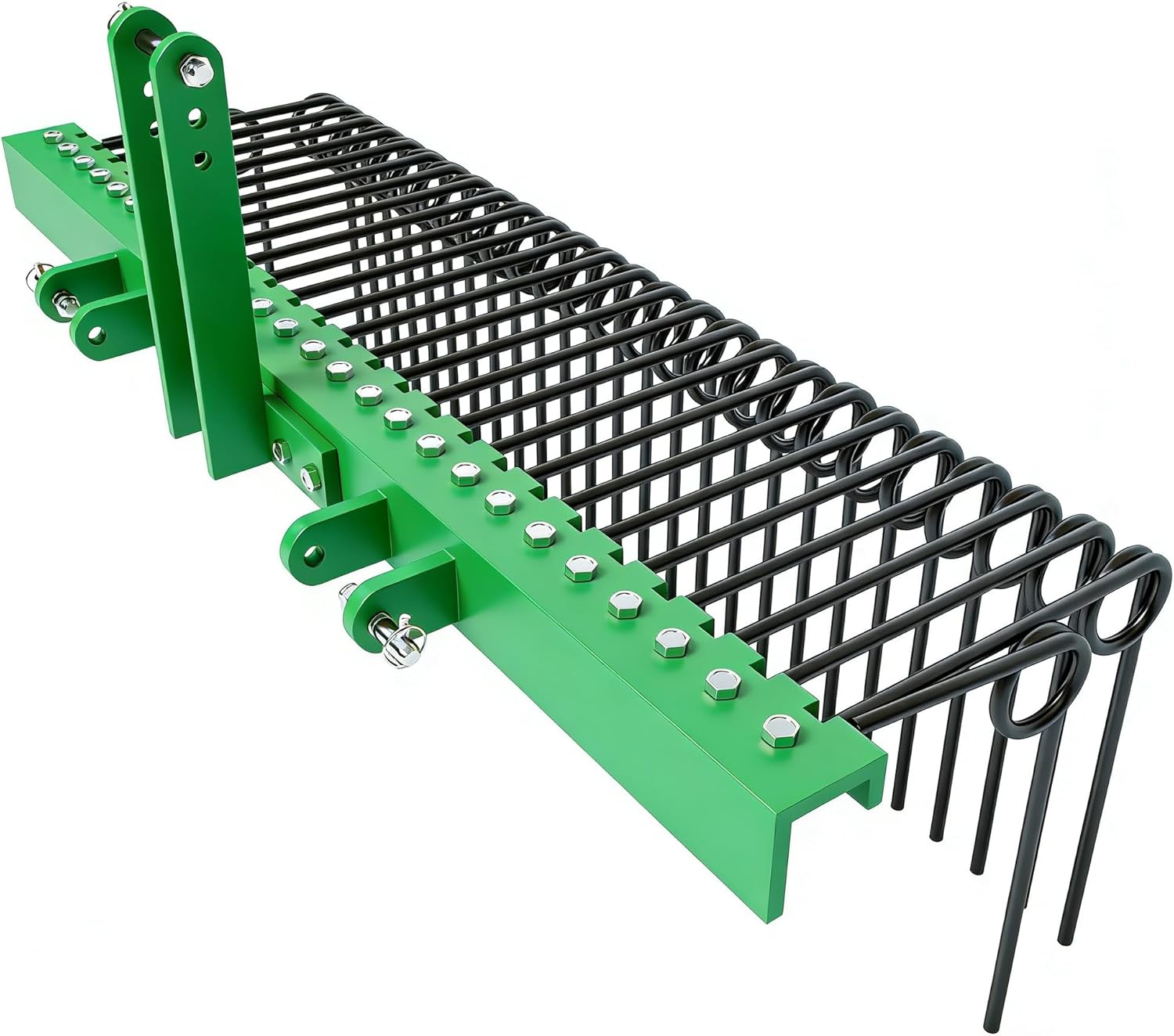 Garvee 60 in Pine Straw Needle Rake,Durable Powder Coated 3 Point Straw Rake,Steel Spring Landscape Rake Fit for Cat0,Cat1,Cat3 Tractors