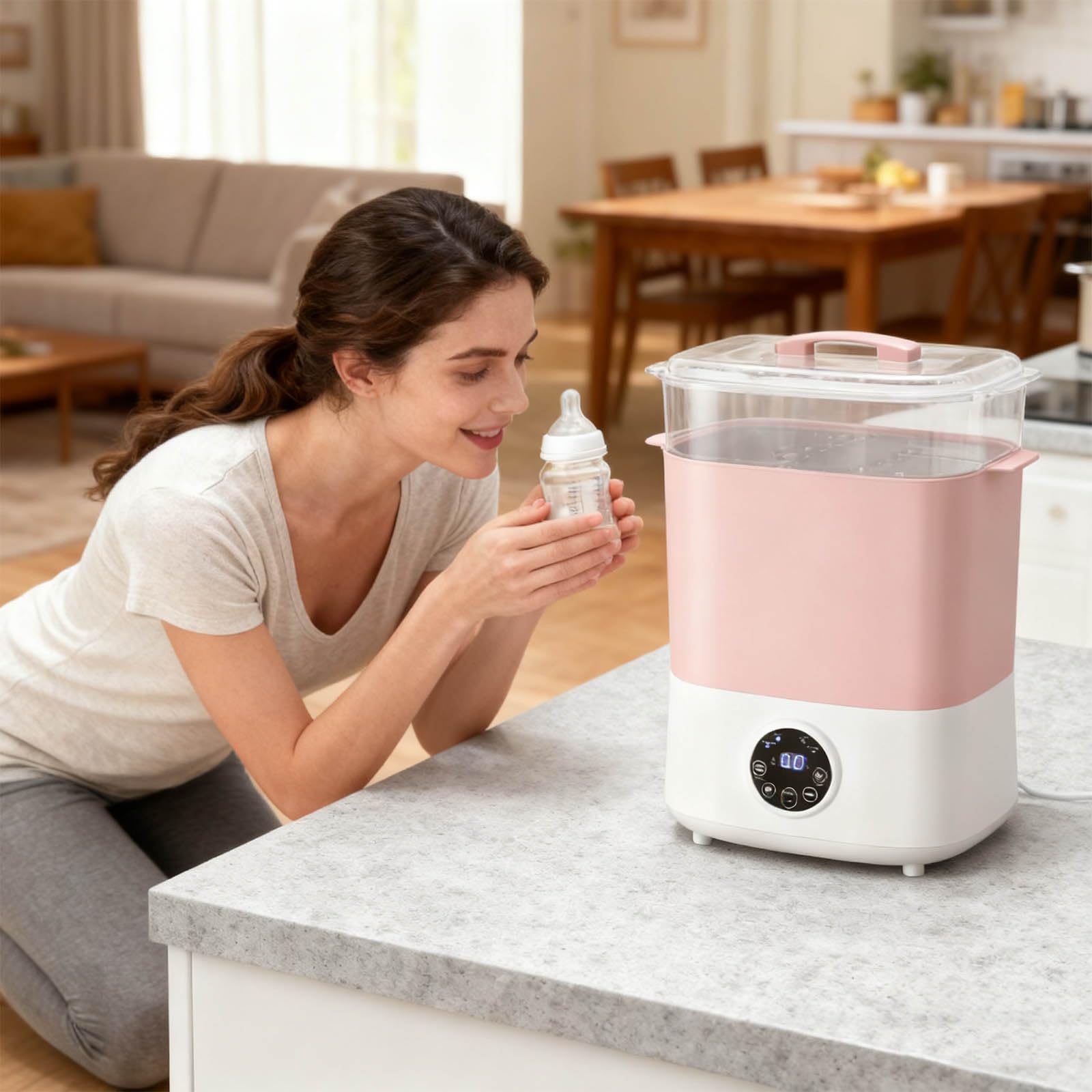 Chauffe-biberon intelligent pour nourrisson - Thermomètre constant - Pasteurisation efficace - Fonction de séchage rapide - Sans rouille - Chauffe-biberon combiné - Stérilisateur