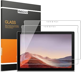 Megoo ArmorShield Screen Protector for Microsoft Surface Pro 7 Plus/Surface Pro 7 12.3 Inch, 2 Pack, Tempered Glass, Ultra Clear, Responsive Touch | 3X Stronger, Tempered Glass, Ultra Clear, Responsive Touch, 2 Pack