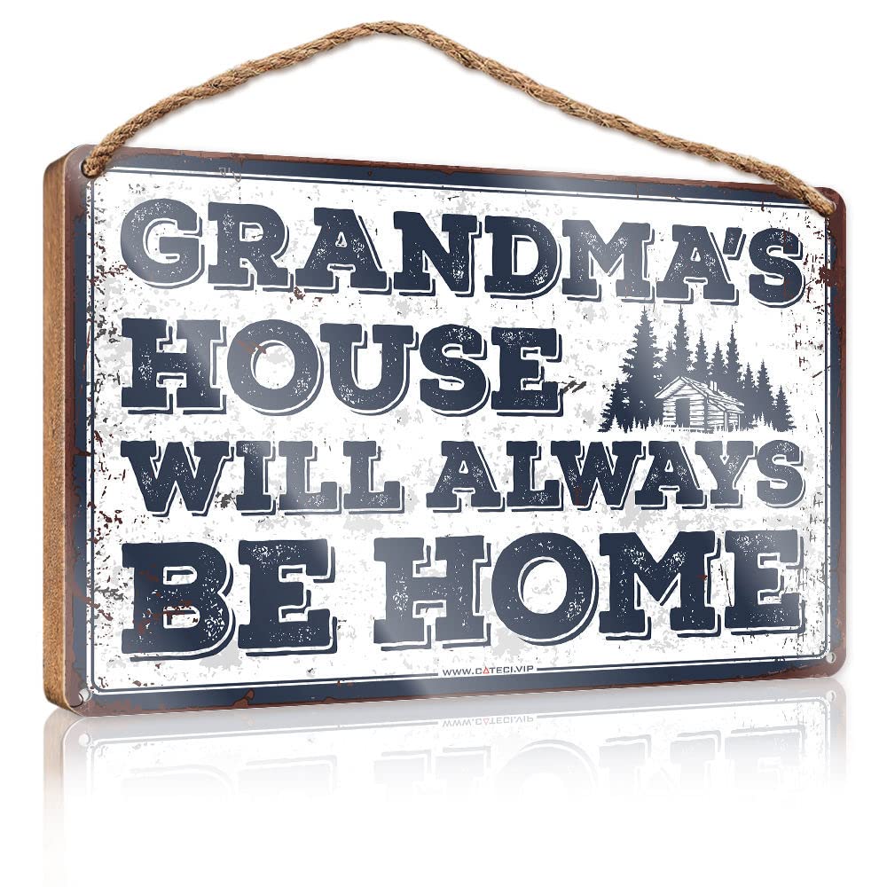DTHA Funny Plaques For Men Grandmas 'S House Will Always Be Home Wooden Sign Boys Room Decor Fall Office Decor(20X30CM)