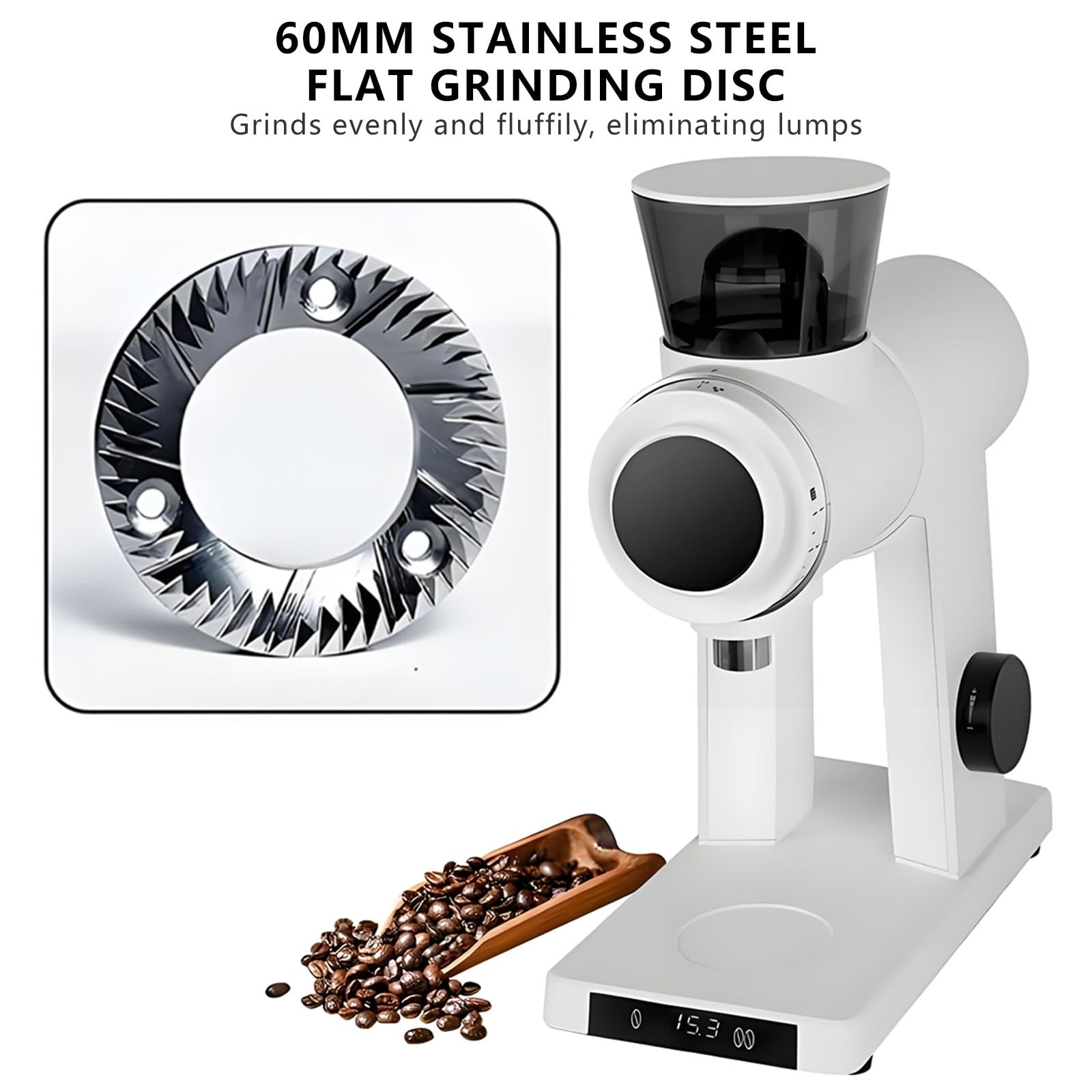 Elektryczny Młynek Do Kawy French Press O Mocy 300 W, 16-Milimetrowy, Komercyjny Młynek Do Kawy Espresso, Biały