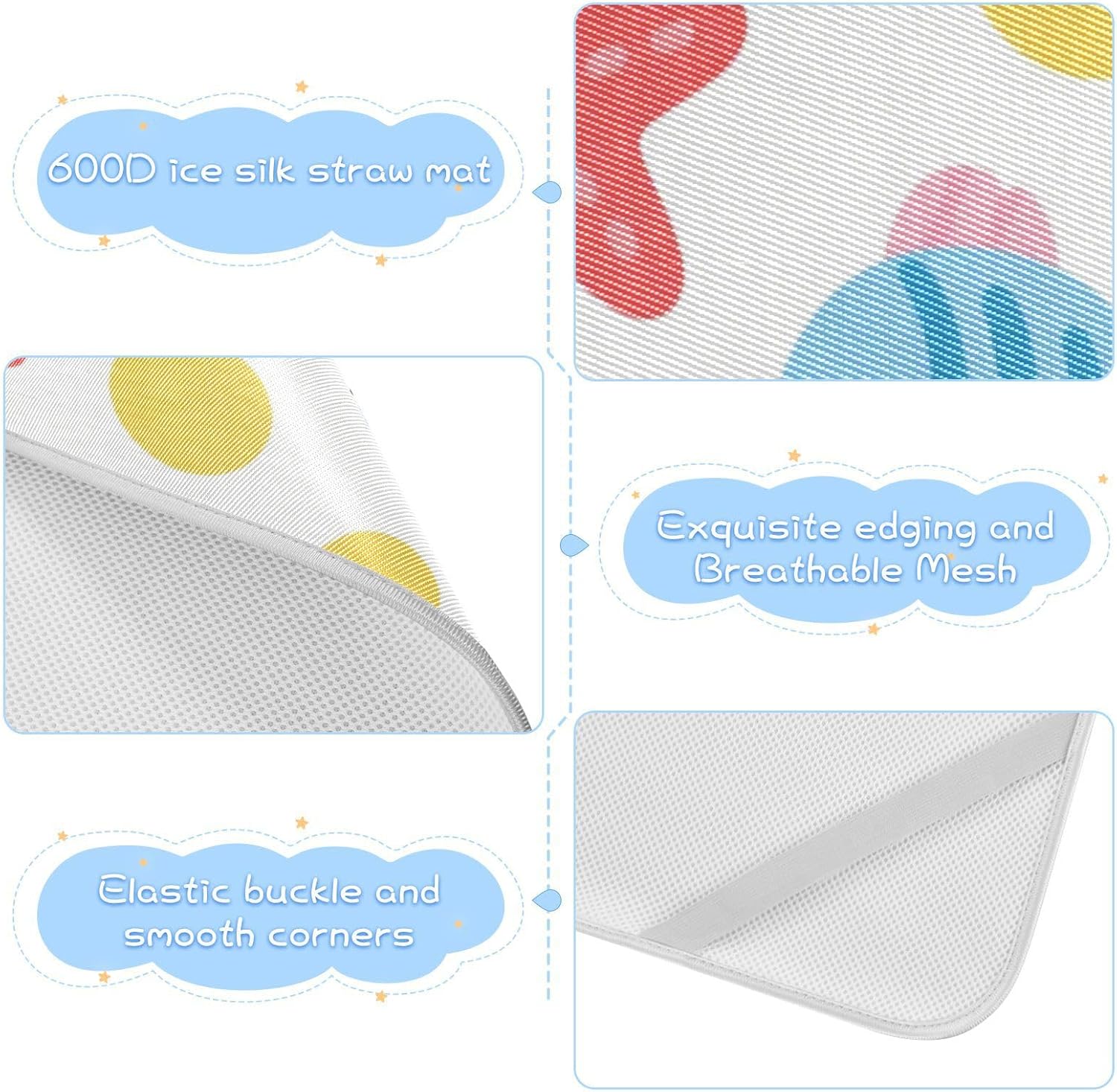 Cartoon Cute Colorful Fish and Starfish Cooling Baby Mattress Protector Crib 28" x 52" Absorbent Pee Pads for Baby&Toddler