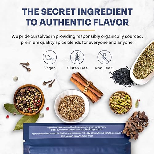 Vista 34 de Moji Masala Juego de especias indias – Paquete de 2 mezclas auténticas para pollo tandoori y coliflor Masala Cocina rápida, saludable, vegana