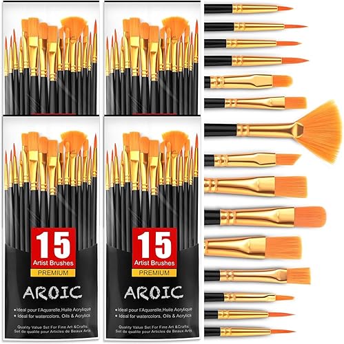 Miniatura 22 de Juego de pinceles de pintura acrílica, (20 paquetes/200 unidades), cepillos de pelo de nailon para óleo y acuarela, juego perfecto de pintura Rosa