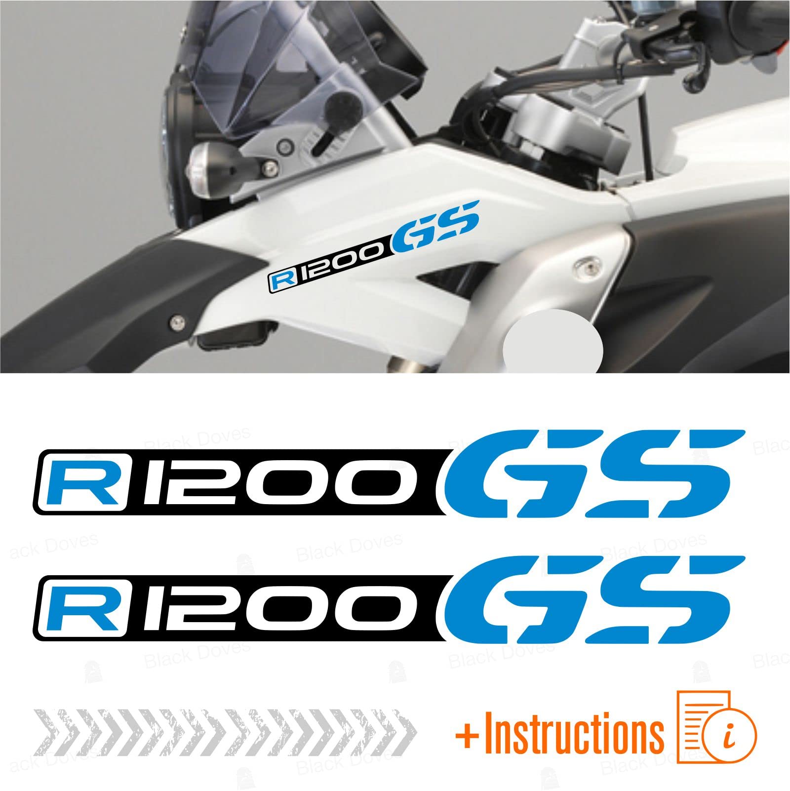 2 Aufkleber Für BMW R 1200 GS Adventure – Schwarz-blau, High Performance Cast, Einfach Zu Montieren
