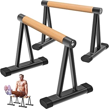 Dolibest Push Up Bar, 12 High Parallettes Bars with 8 Rubber Feet & Foam Handle, Dip Bars with Stable Triangle Base for Calisthenics, Handstand, Gym & Home Exercise, Easy Assembly 600LB