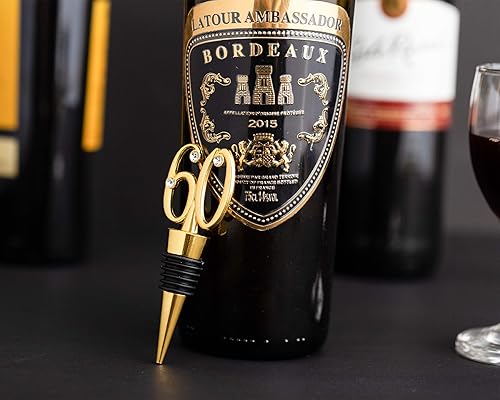 Miniatura 6 de 12 tapones de vino para cumpleaños 60, regalos de fiesta de aniversario de boda, regalos de fiesta de 60 cumpleaños, recuerdos de decoración para