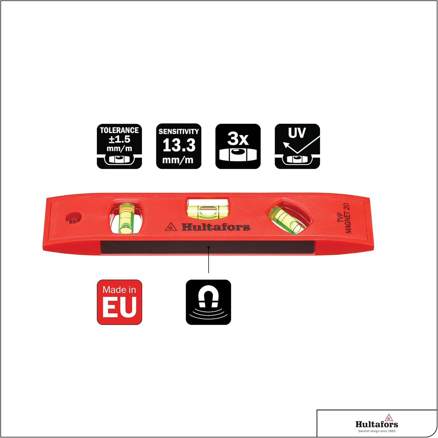 Hultafors 401853 TVP Magnet 20 of plastic Torpedo Spirit Level