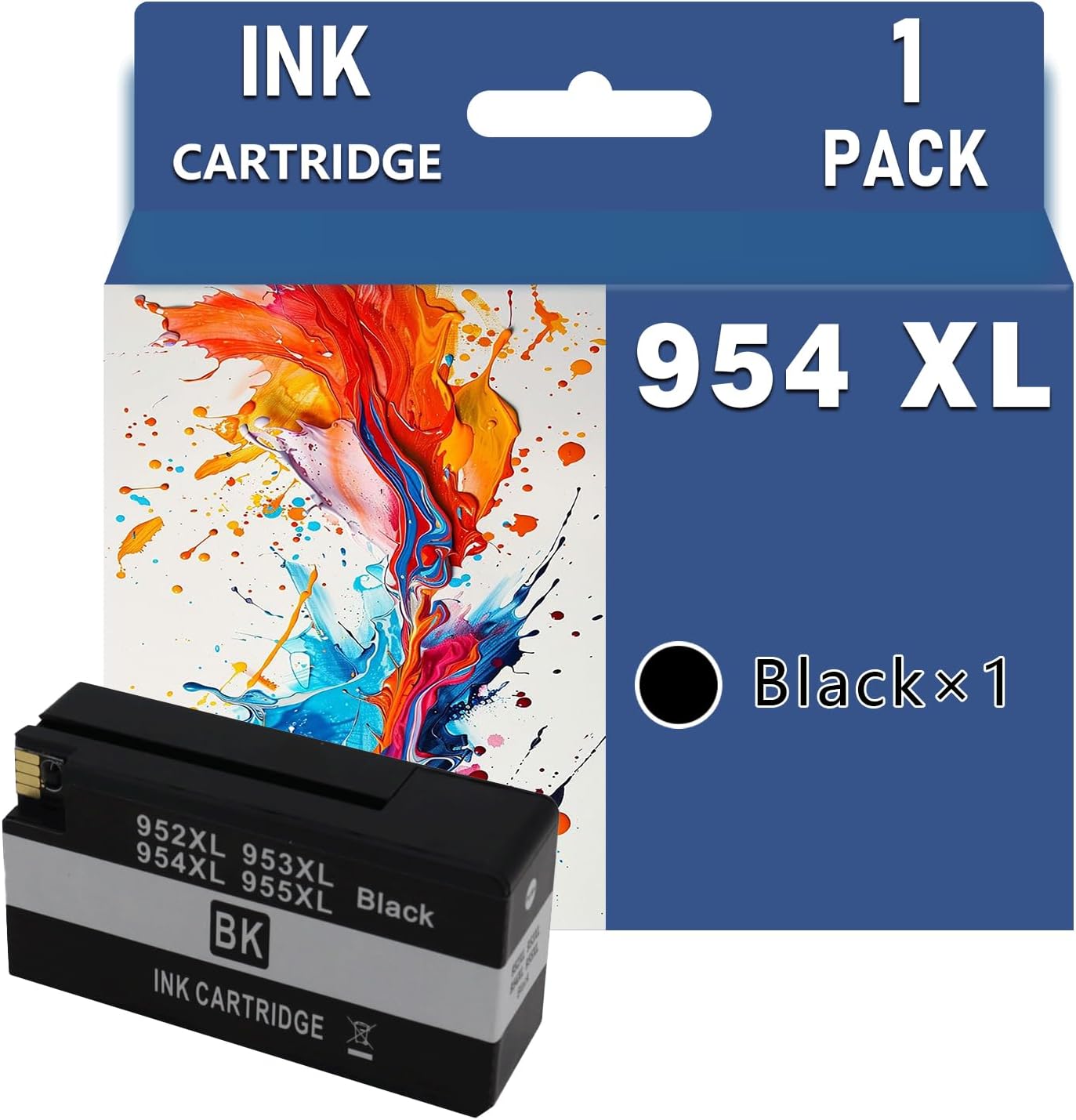Replacement 954XL Ink Cartridges Compatible for HP 954 Ink Cartridge Work for HP officejet pro 7720 7740 8210 8216 8702 8710 8715 8720 8725 8730 8740 Printers,Black×1