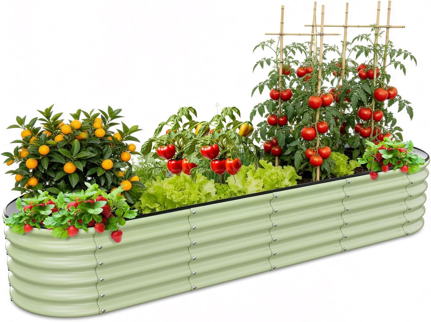 Gruper Galvanized Raised Garden Bed, 3.5ft x 17'' Tall Round Metal Planter Raised Garden Boxes Outdoor for Vegetable Fruits Flower Herb, Anti-Rust and Sturdy & Easy-Setup