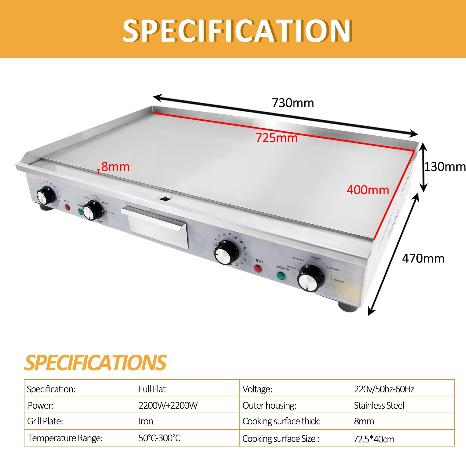 Image secondaire de Plancha Électrique MOOTACO en Acier Inoxydable avec Contrôle de Température