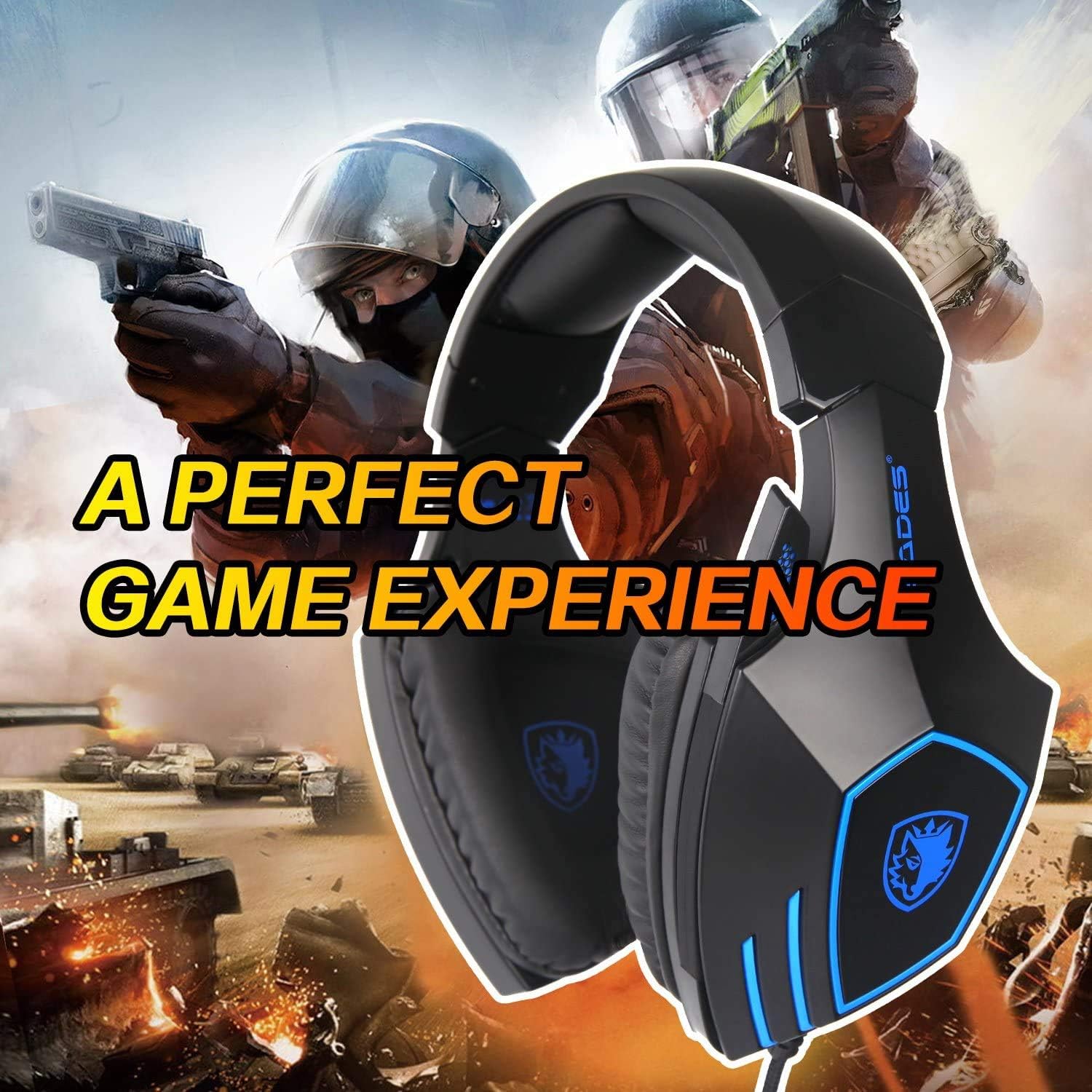 PS4 Gaming Headset, SADES Stereo PC Xbox one Gaming Headset with Mic, Noise Cancelling Over Ear Gaming Headphones with Soft Memory Earmuffs for Xbox one / PS4/ Laptop/Mac (Black)