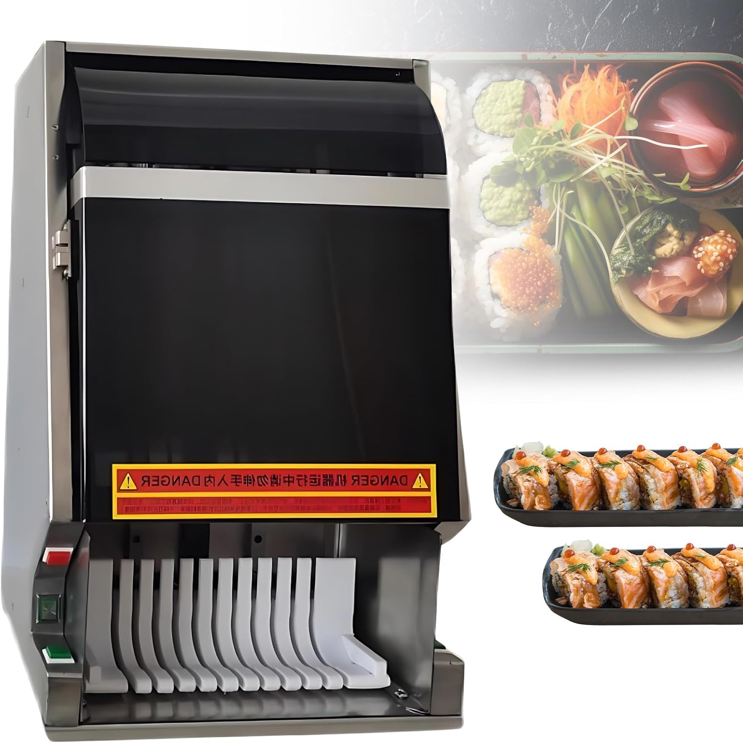 8/10/12 Piece,Desktop Sushi Roll Slicer,Automatic Sushi Roller Cutting Machine,Stainless Steel Body,Effortless Sushi Preparation at Home, Restaurants, Snack Bars 8pieces