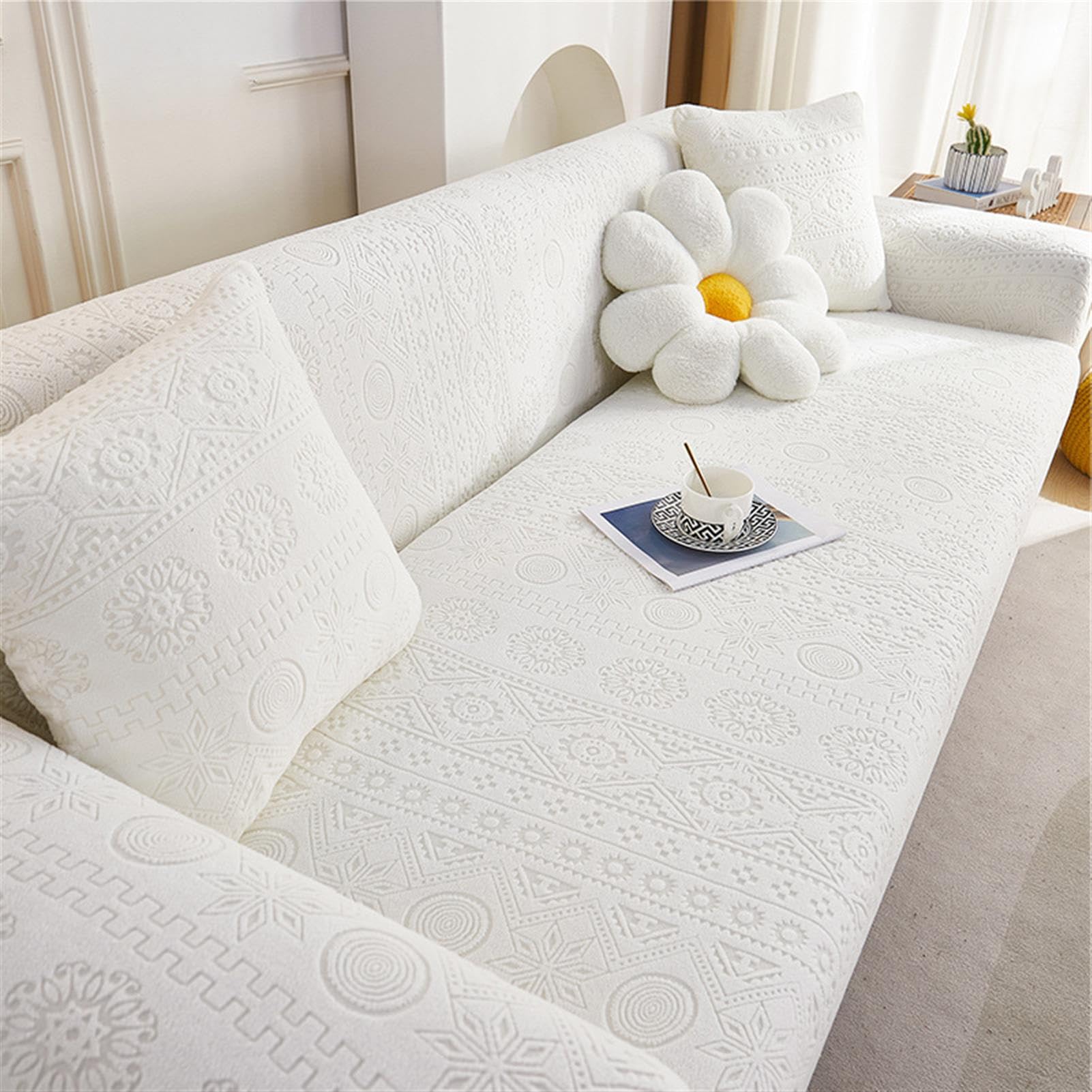 Custom Sofa Cover - Stretch Couch Cover - Furniture Protectors for Sofas and Chairs, I Will Customize a Sofa Cover That Fits You Better Based on the Dimensions You Upload,jade white 2,2 Seater