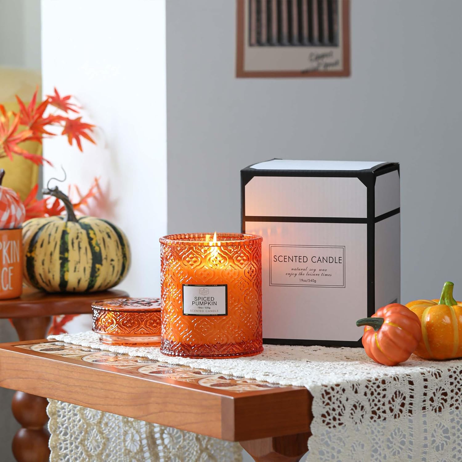 Fall Candle, Harvest Pumpkin Spice Candle, 19oz Large Fall Scented Candles Gifts for Women, Thanksgiving Candles, Thanksgiving Table Centerpiece, Farmhouse Harvest Decorations for Autumn Home Decor - Image 5