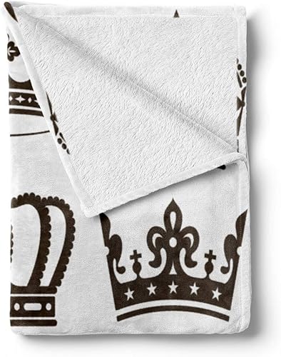 Miniatura 2 de Ambesonne Manta de forro polar de franela suave tamaño King, tiaras de coronas de realeza para diseño de dibujos animados, felpa acogedora para uso